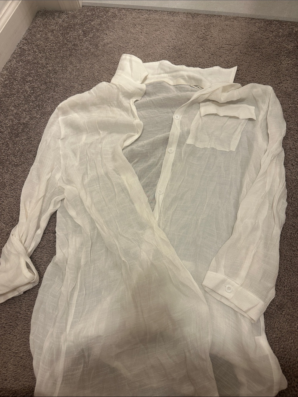 Women’s Lightweight White Button-Down Shirt - Relaxed Linen-Blend